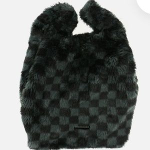 Kendall + Kylie 245069 Womens Michelle Faux Fur Shopper Tote Bag Black